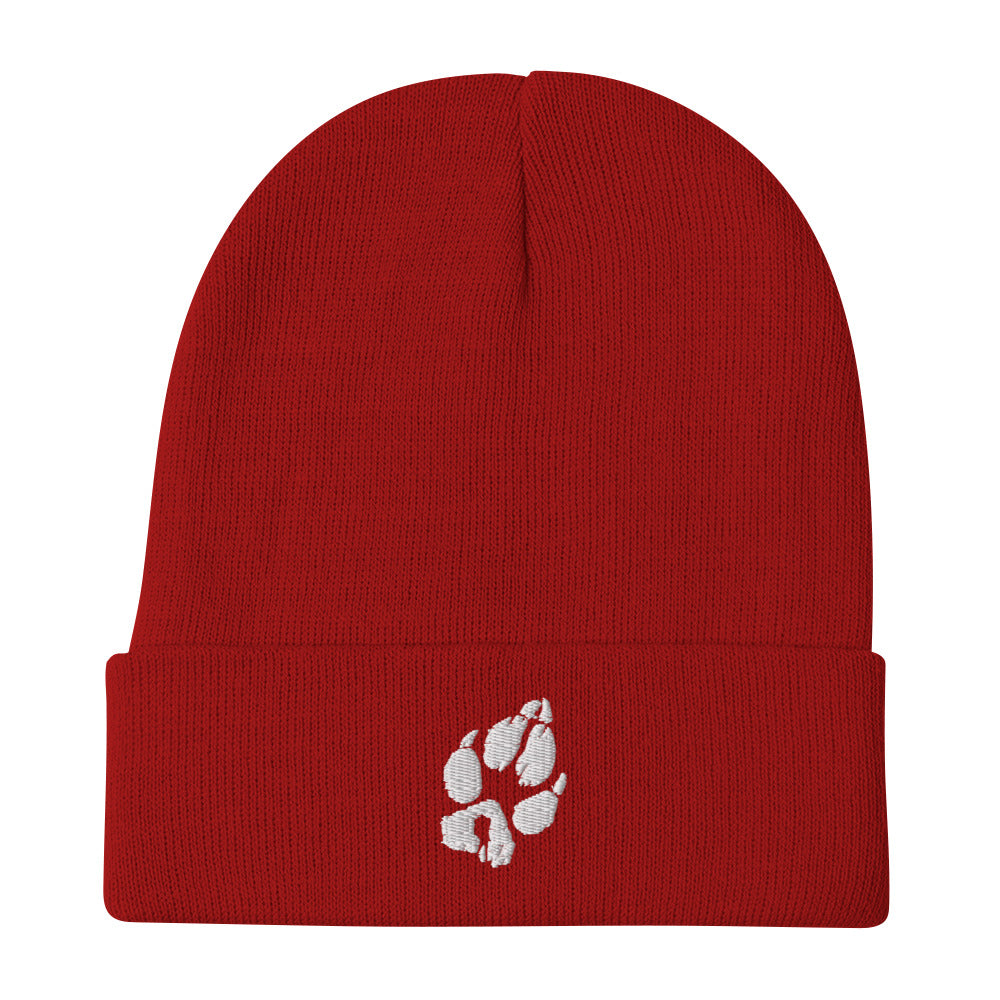 A Embroidered Beanie Tracks of the White Wolf