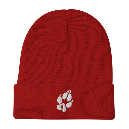 A Embroidered Beanie Tracks of the White Wolf
